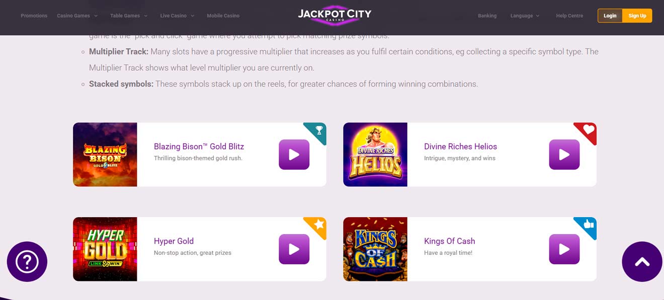 Jackpot City site promo