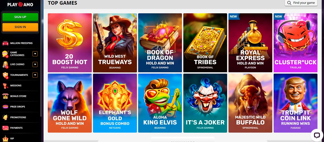 PlayAmo top games